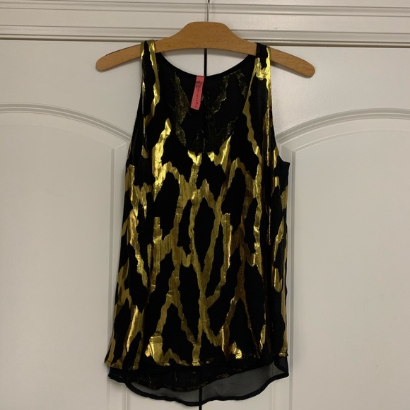 ❤️Eight Sixty Metallic Gold and Black Blouse XS - Picture 1 of 4